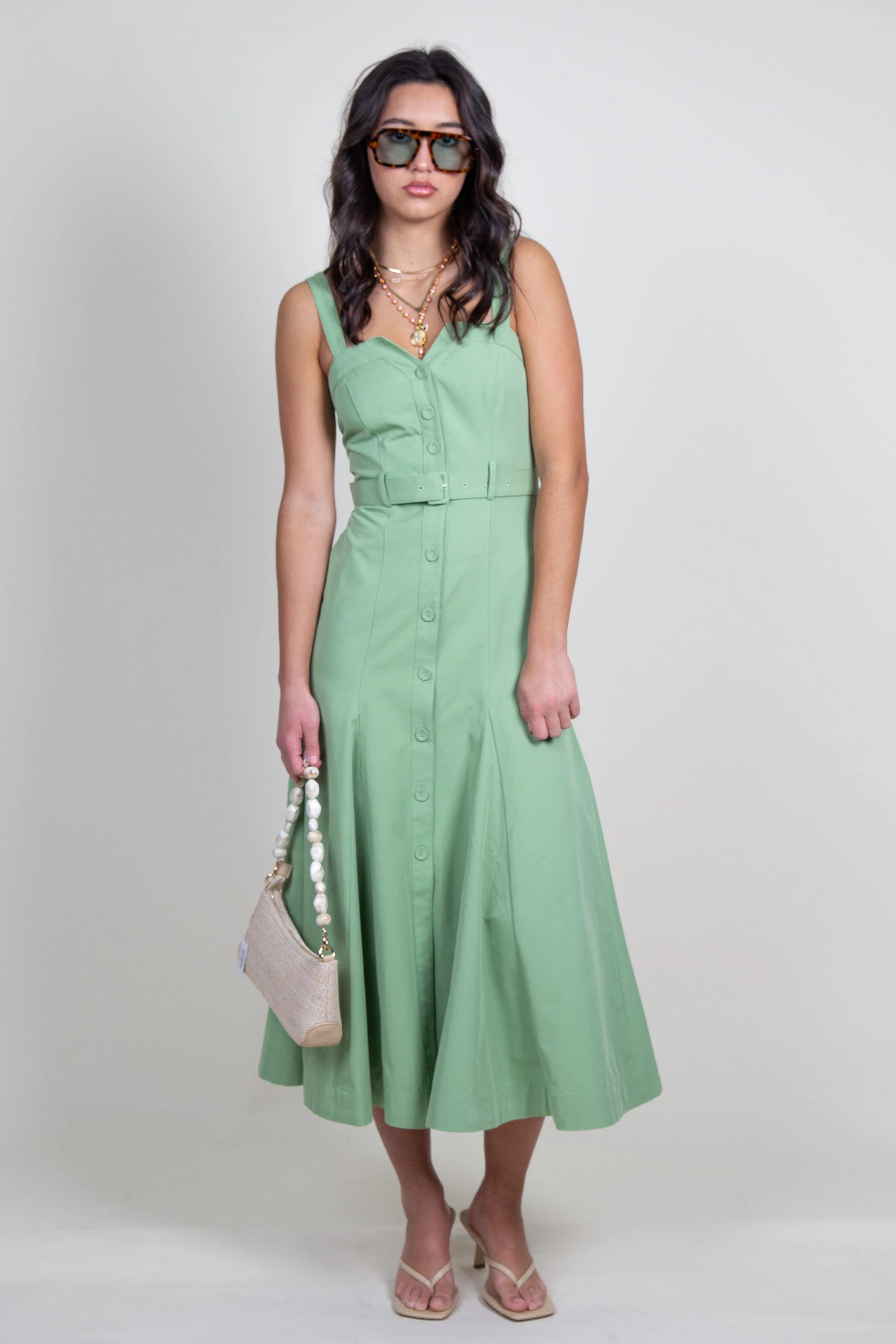 ASTR | McKinley Button-Front Midi Dress - Avocado - Image 2