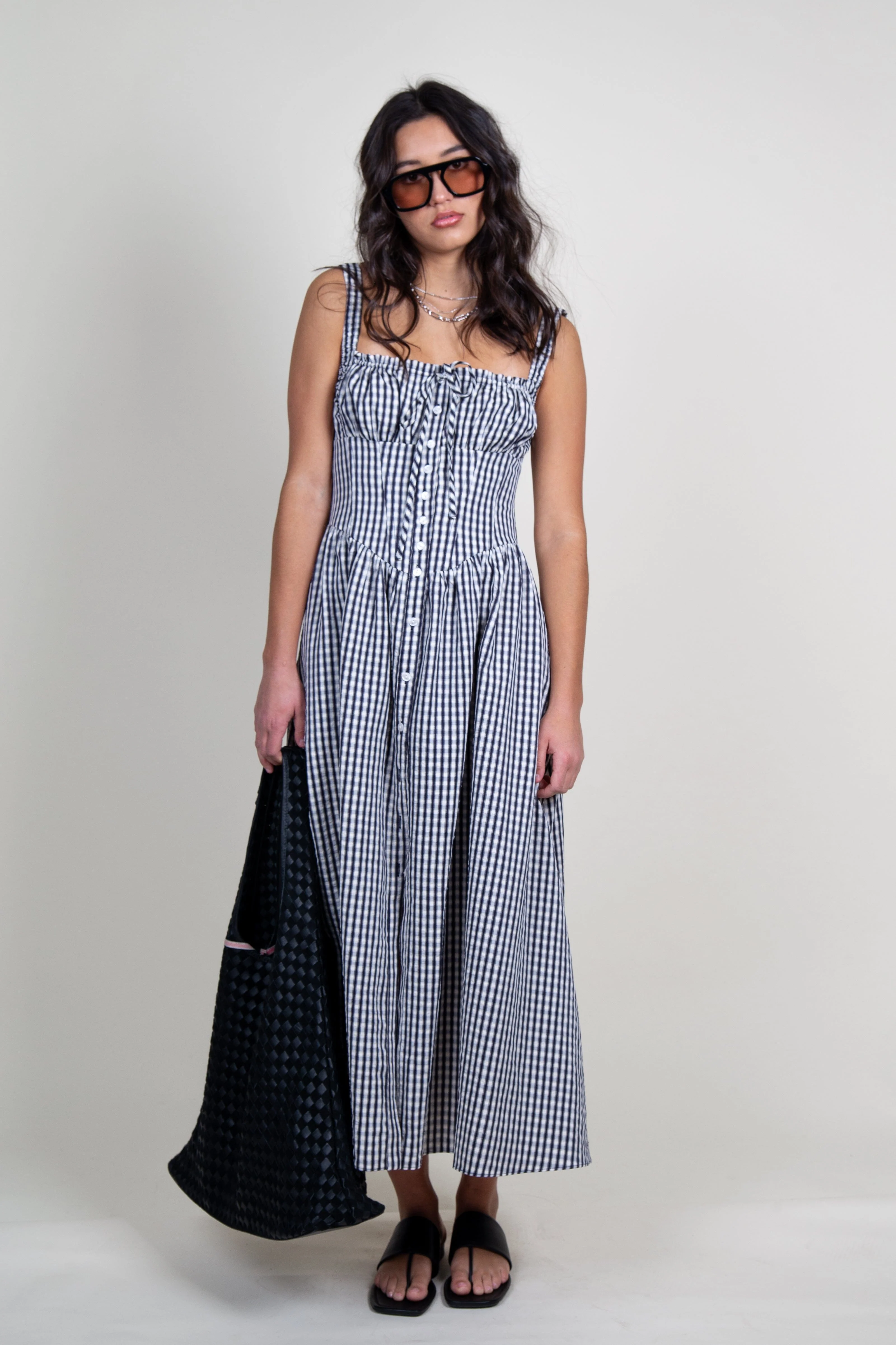 ASTR | Temperance Gingham Check Maxi Dress - Black - Image 2