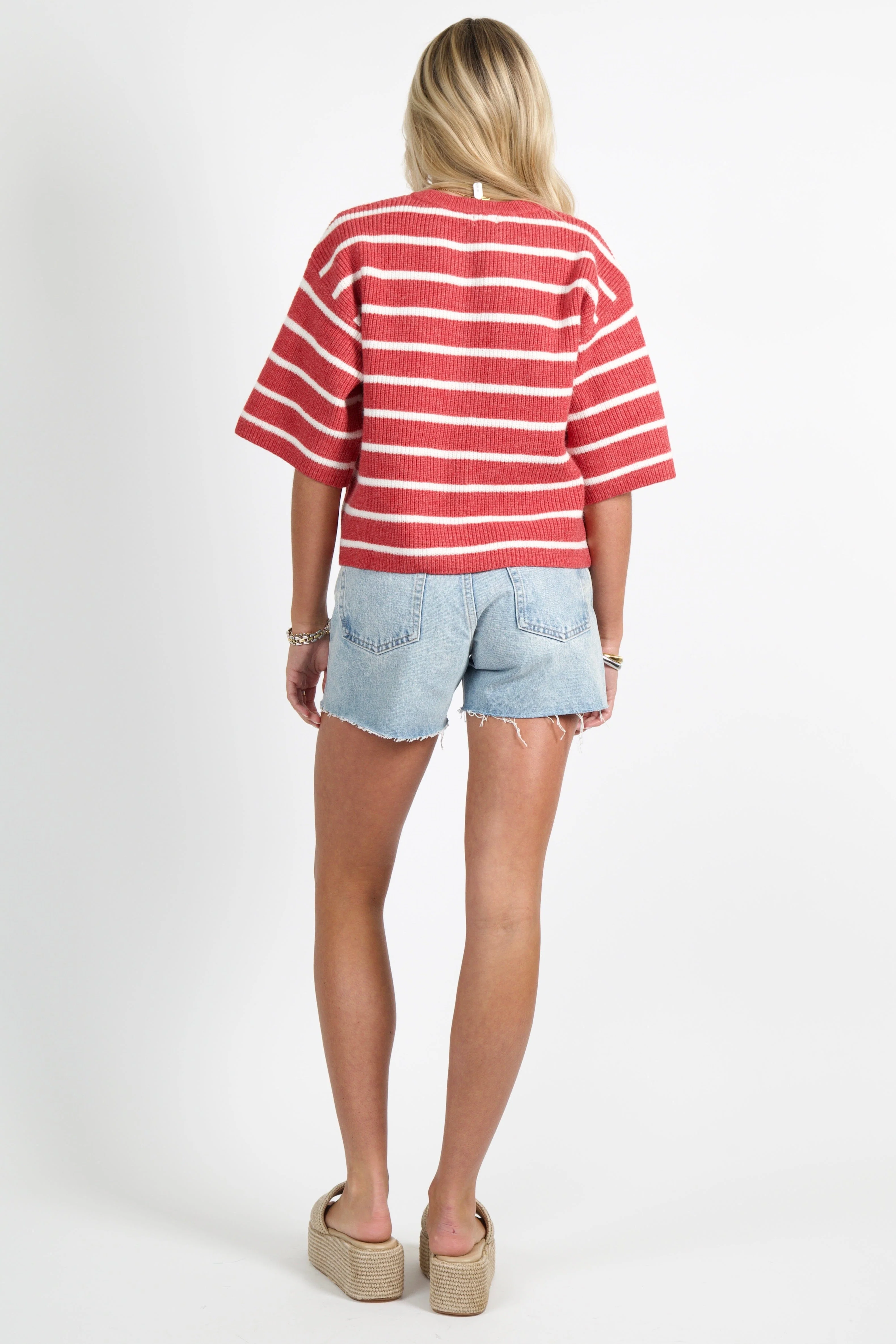 AUREUM | Kate Striped Cardigan - Poppy - Image 3