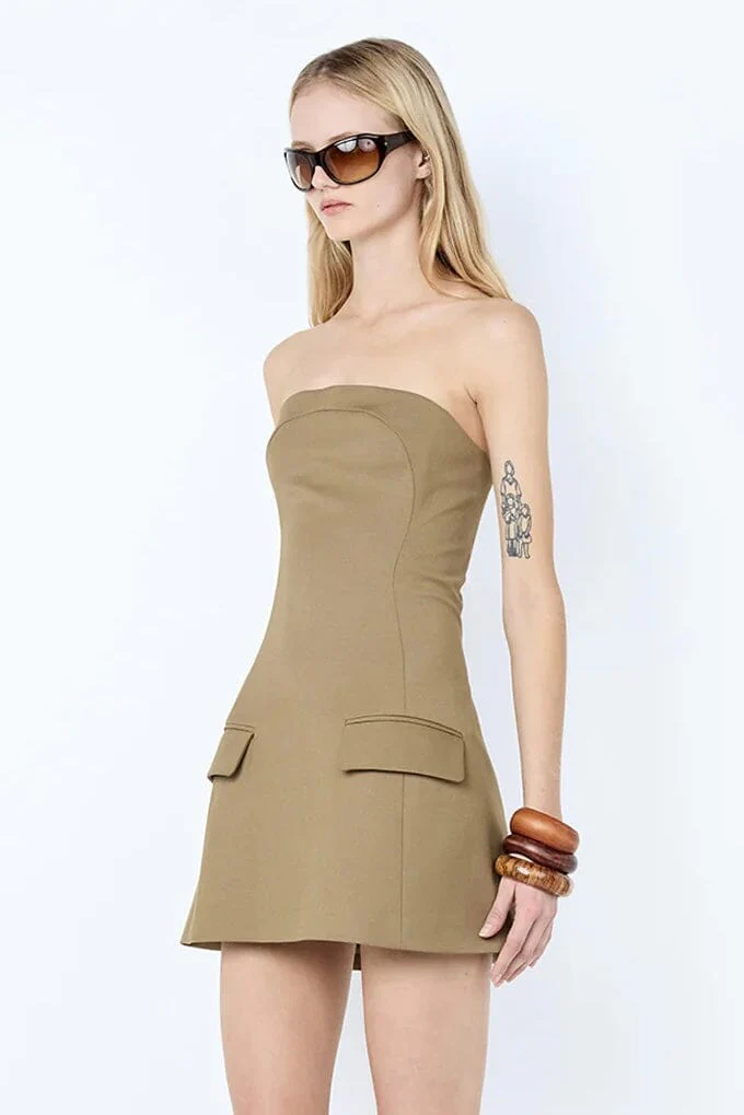 BEC + BRIDGE | Faye Strapless Mini Dress - Olive - Image 2