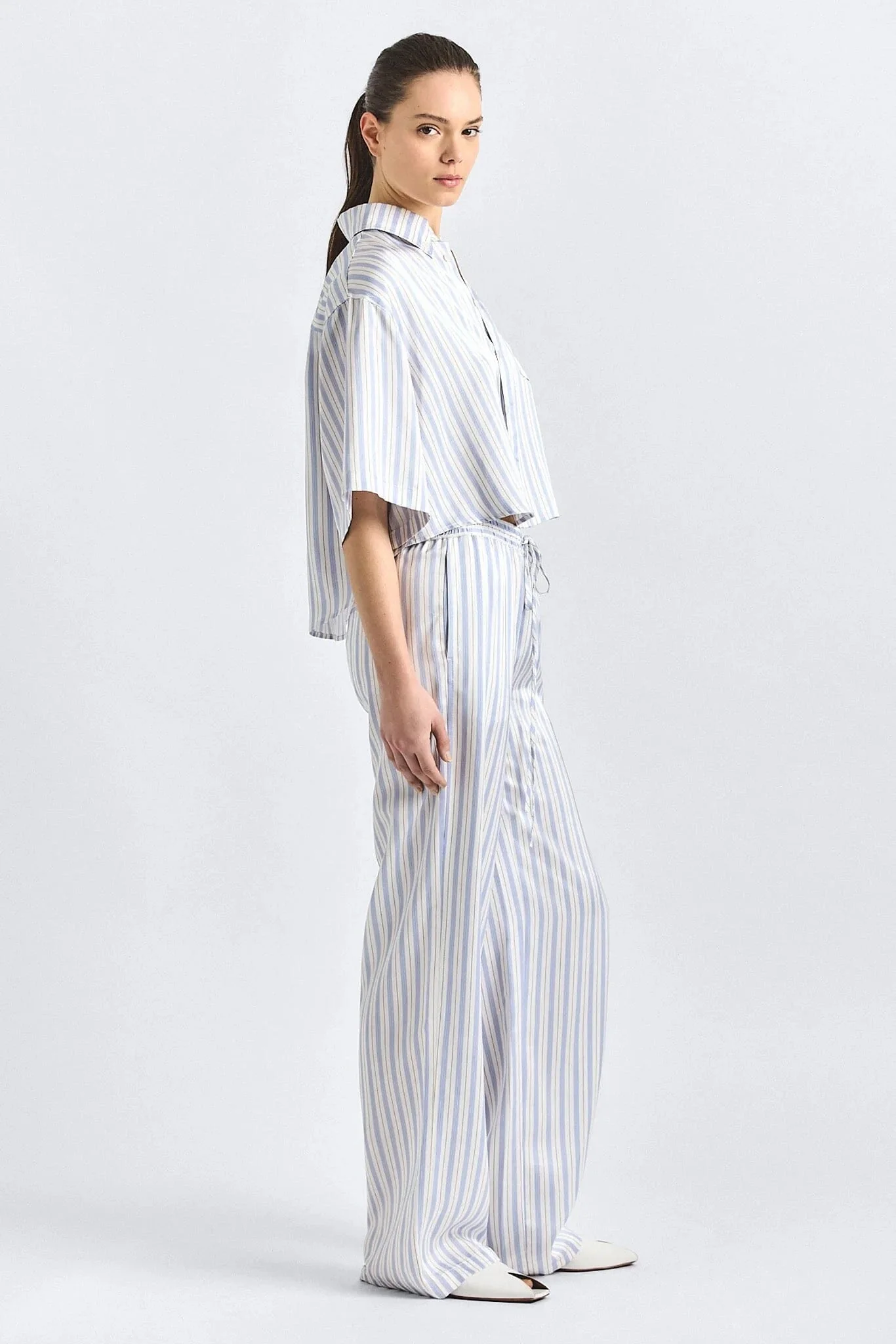 DEREK LAM | Aurely Wide Leg Pant - Lisbon Blue Stripe - Image 2