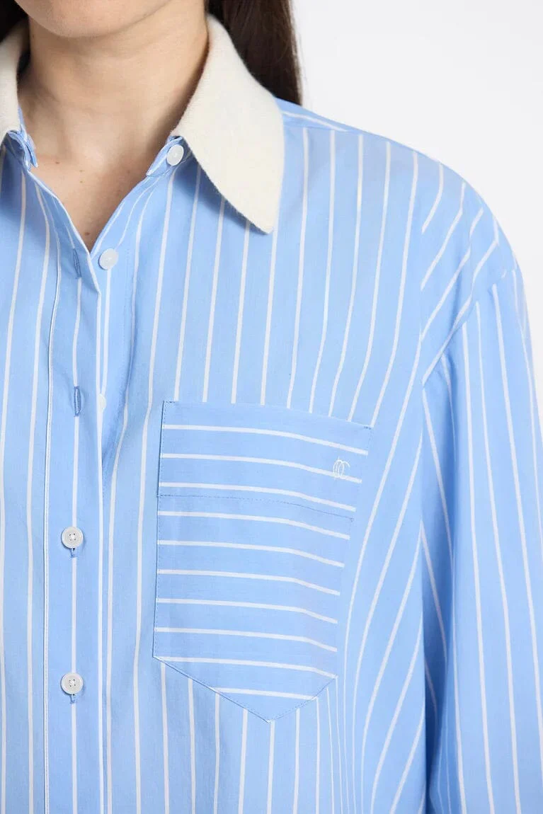 DEREK LAM | Coral Stripe Poplin - Blue - Image 2