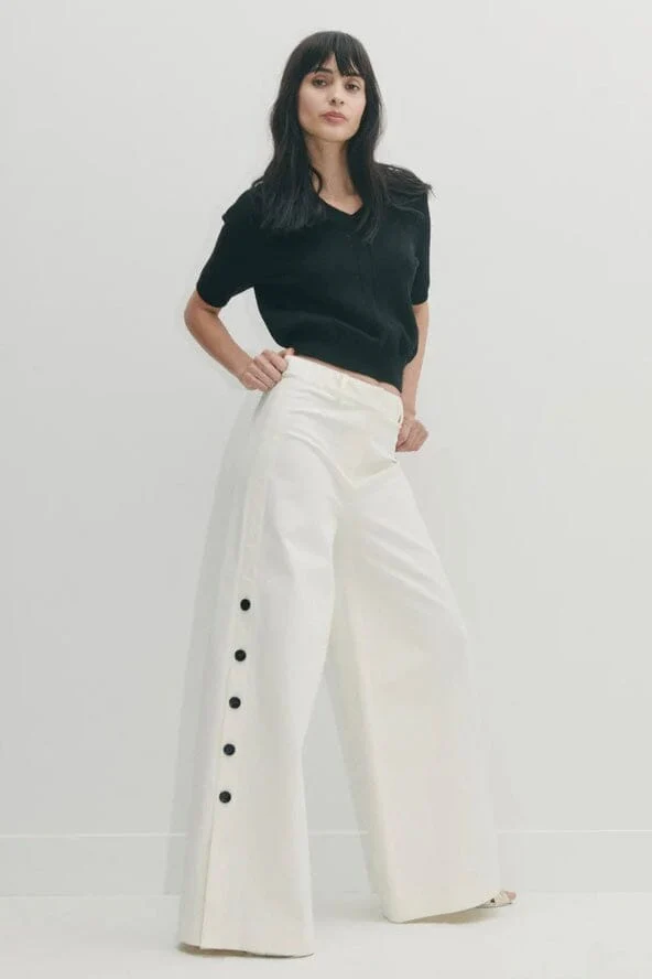 DEREK LAM | Tova Wide Leg Button Trouser - White