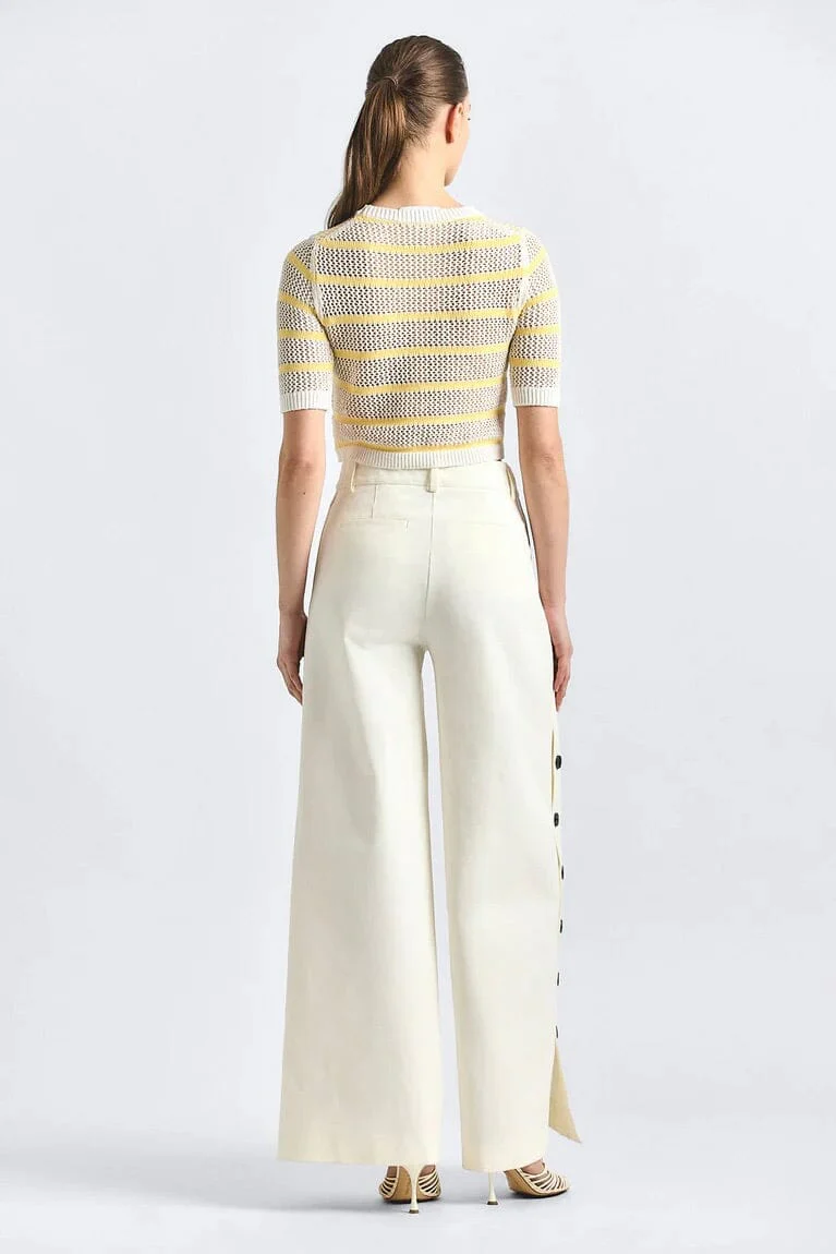 DEREK LAM | Tova Wide Leg Button Trouser - White - Image 4