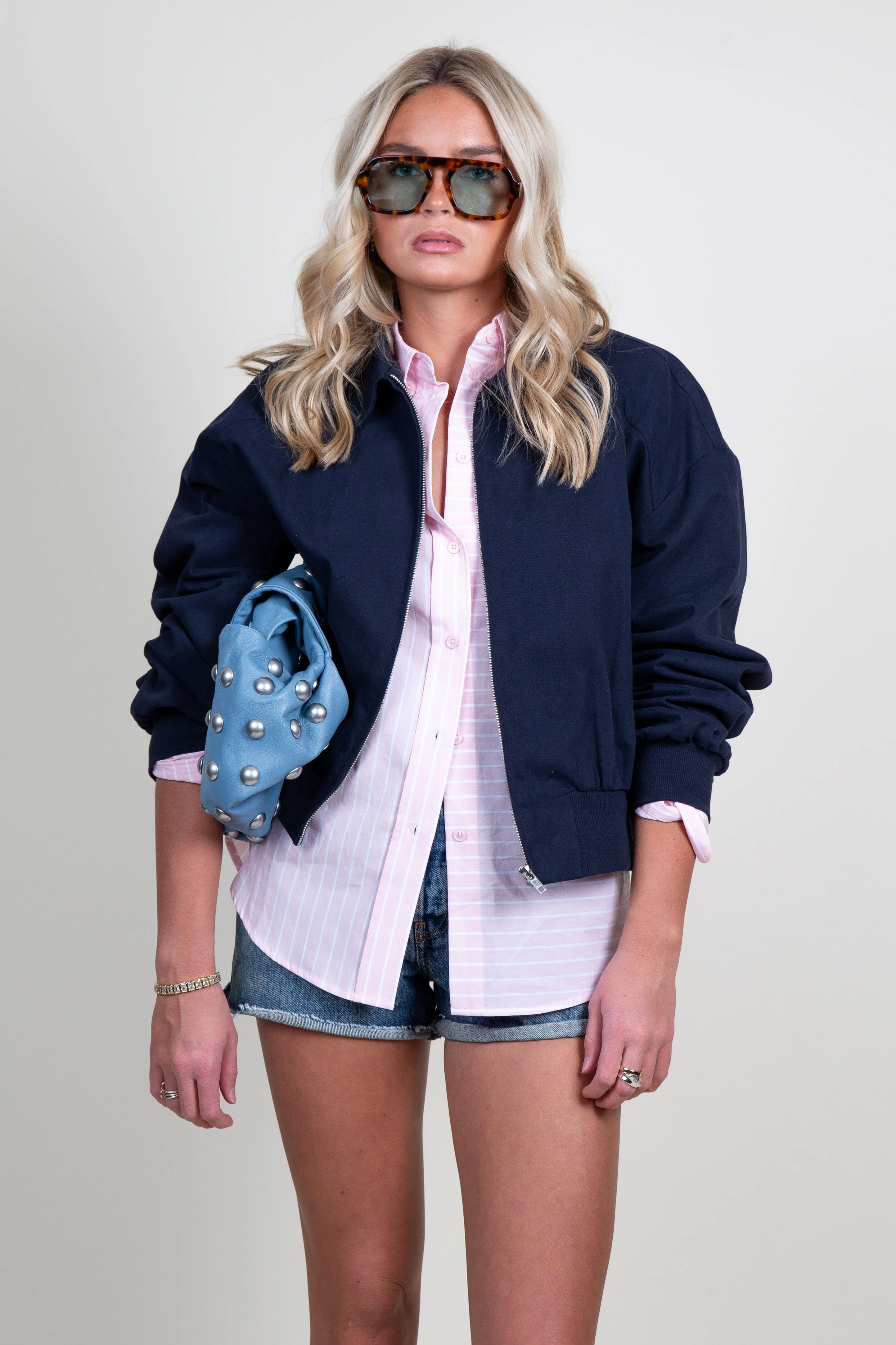 ELODIE | Amaris Bomber Jacket - Navy - Image 3