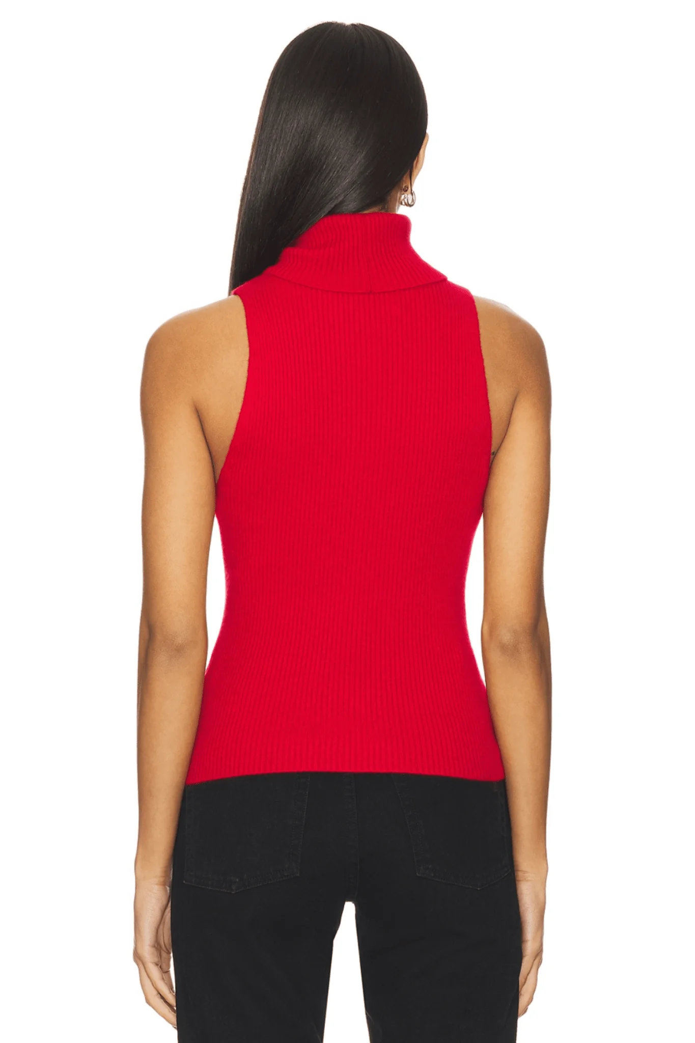 ENZA COSTA | Knit Cashmere Sleeveless Sweater - Classic Red - Image 3