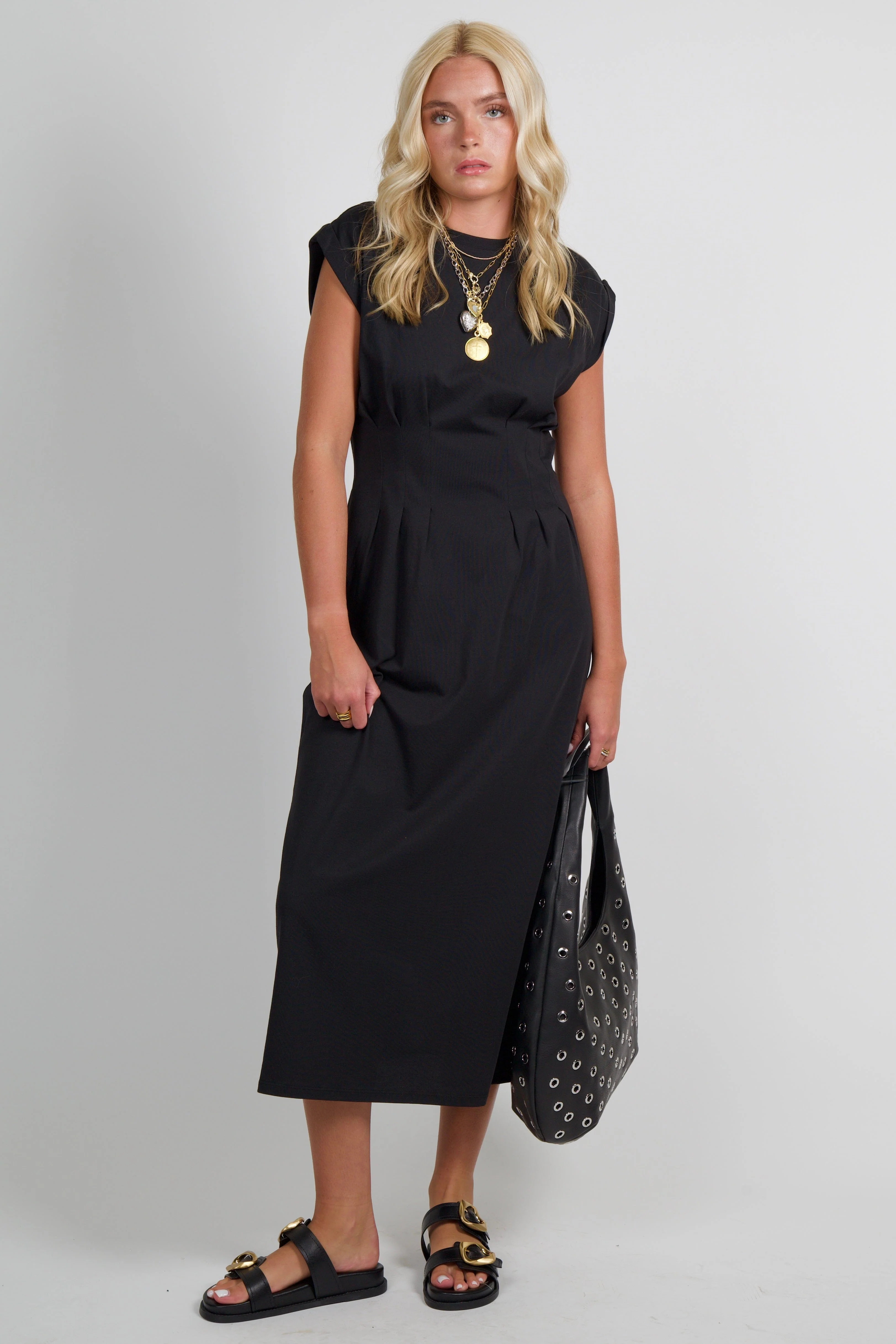 FRAME | The Jersey Nipped Dress - Black - Image 3