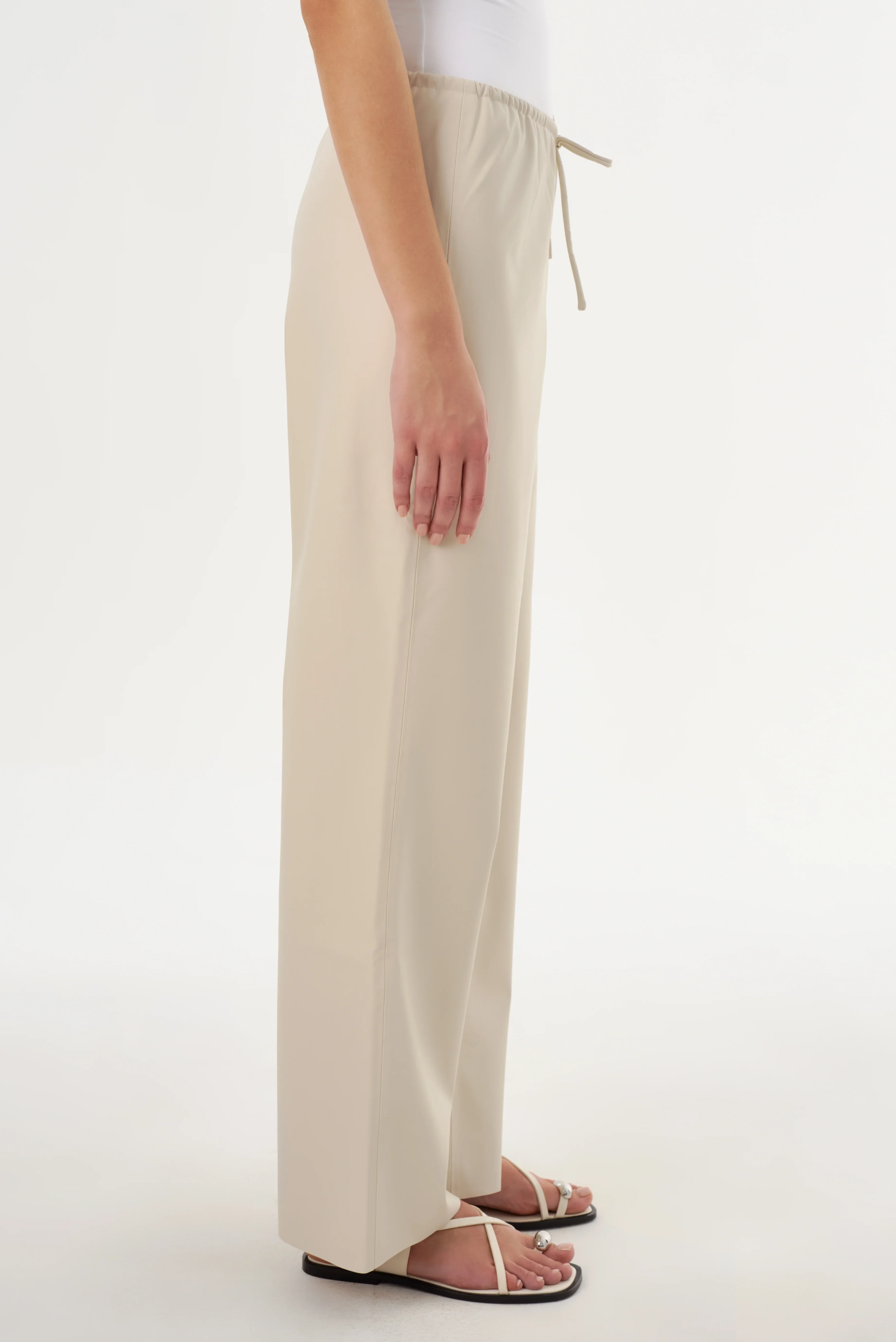 LAMARQUE | Faux Leather Relaxed Pant - Bone - Image 3