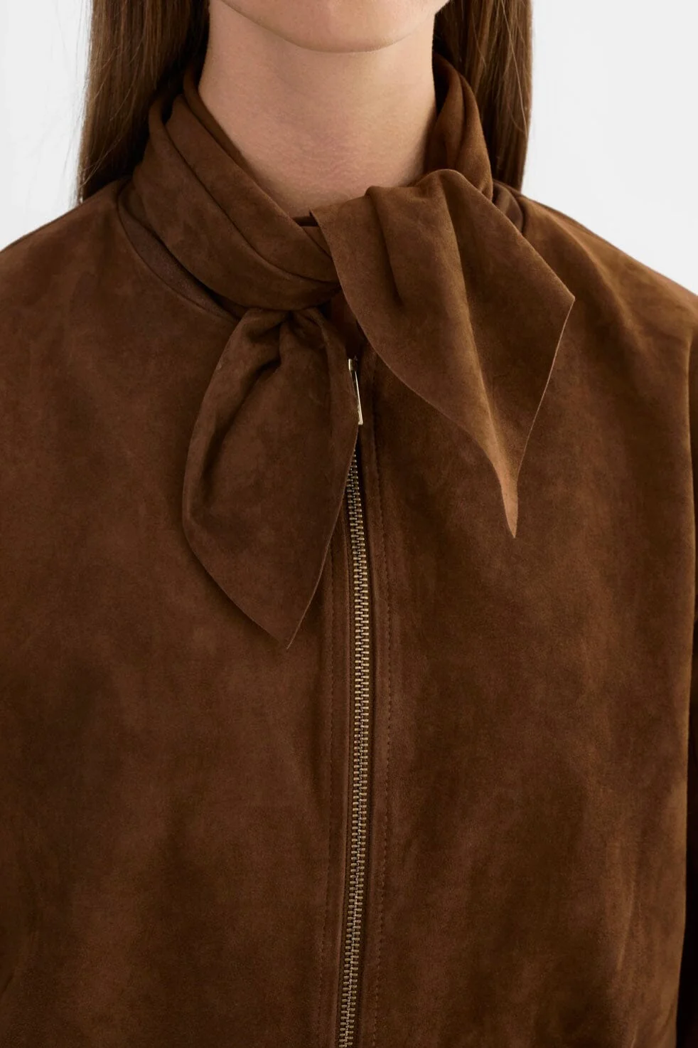 LAMARQUE | Scarf Bomber Jacket - Brown - Image 4