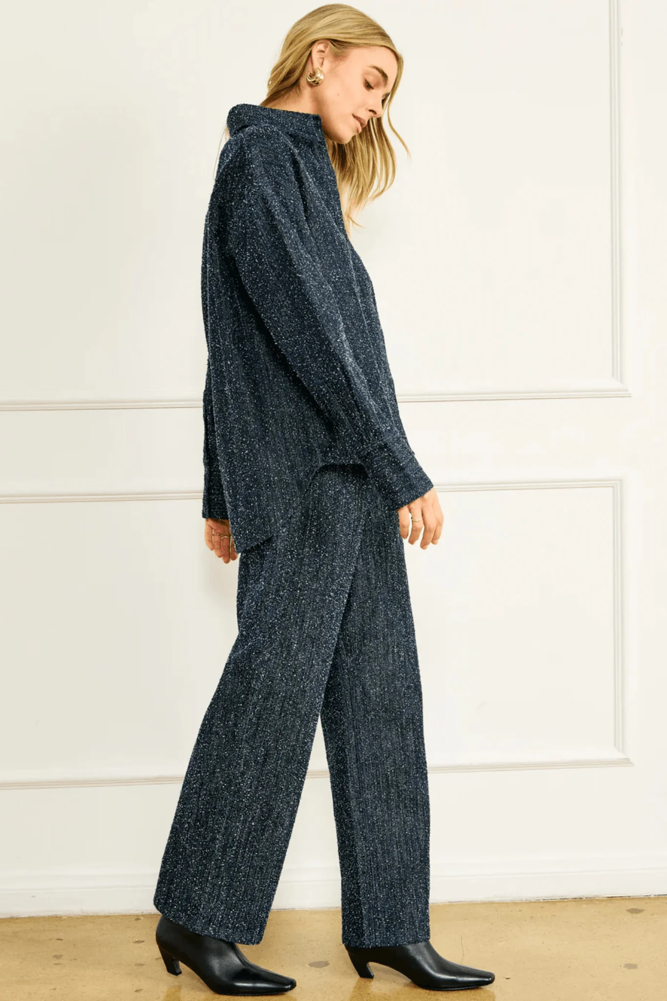 LINE & DOT | Nika Pebbled Denim Pants - Indigo - Image 3