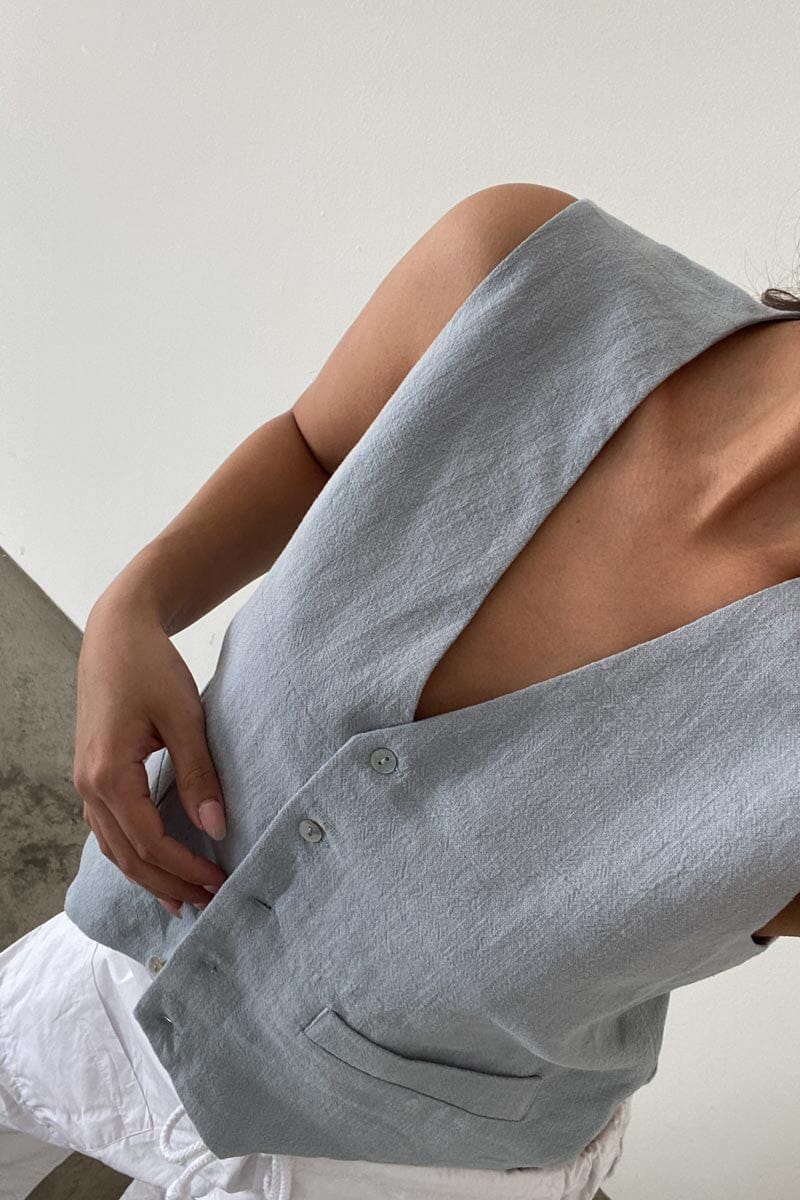 Linen Vest - Ice - Image 6