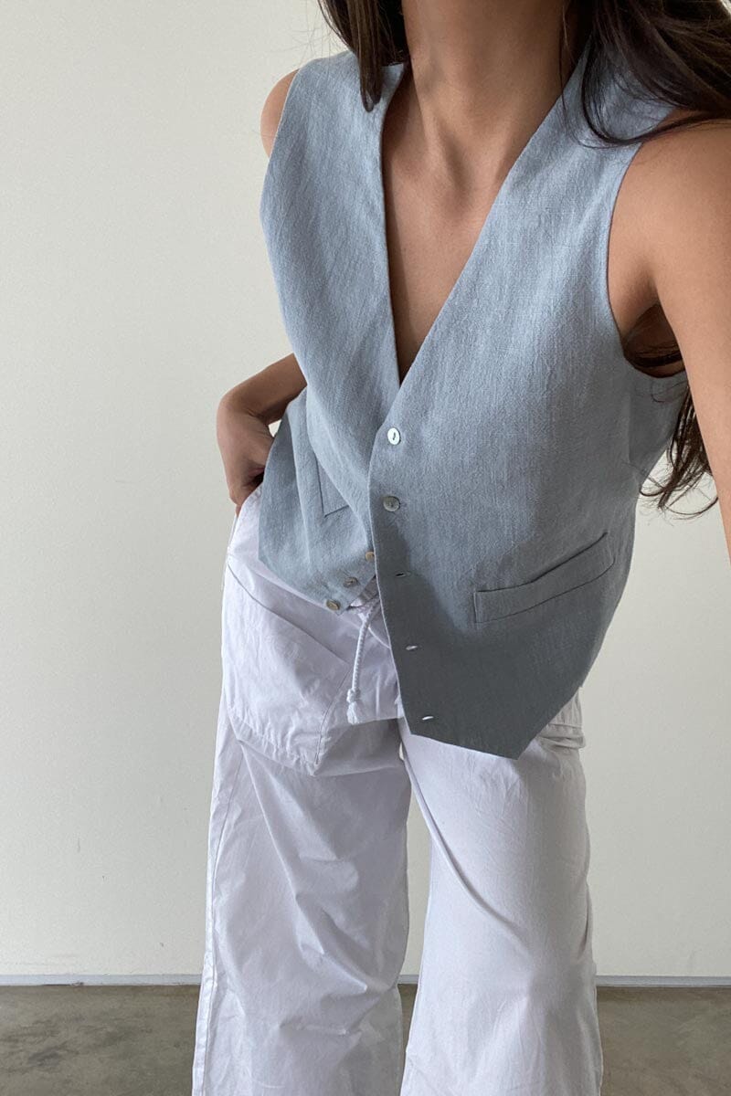 Linen Vest - Ice - Image 8