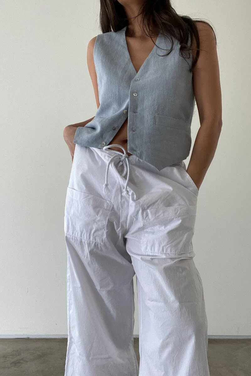 Linen Vest - Ice - Image 9