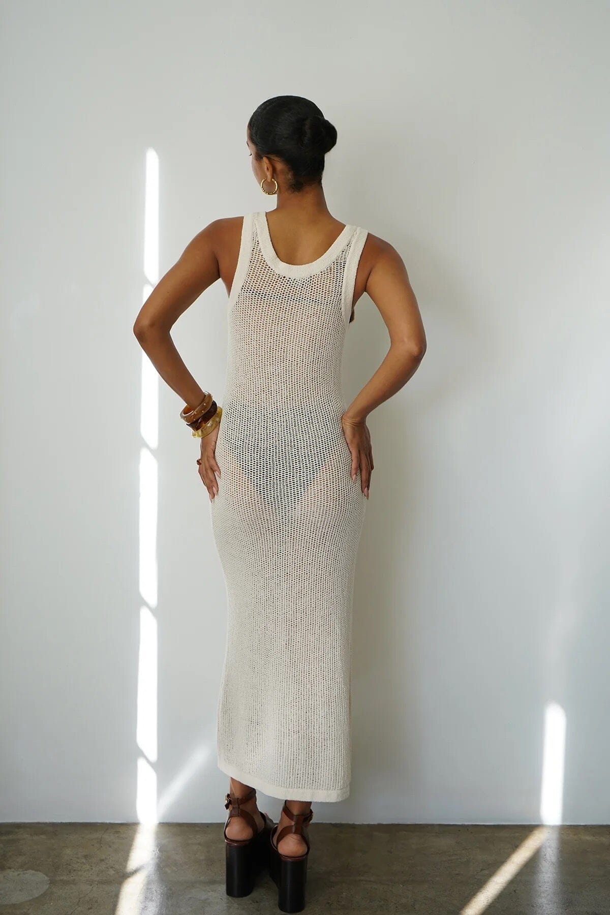 LNA | Tyler Open Knit Tank Dress - Ivory - Image 3