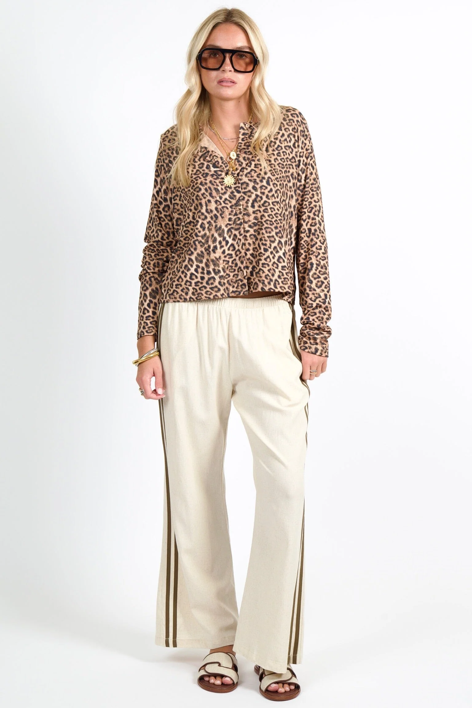 LOUCIA | Linen Track Pant - Natural Olive - Image 2