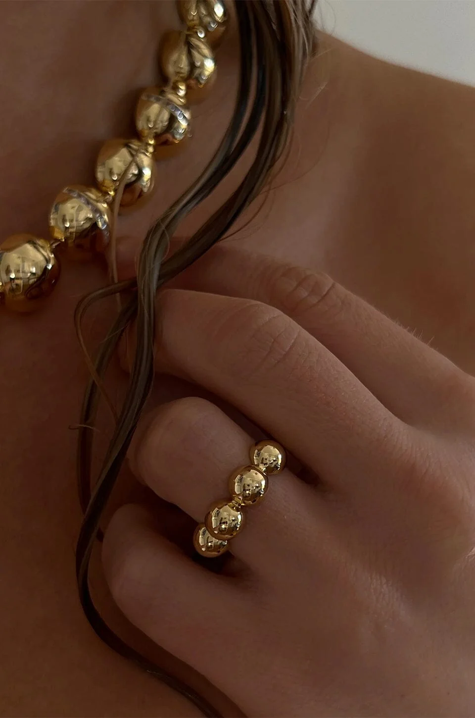 LUV AJ | Oversized Ball Chain Ring - Gold - Image 3