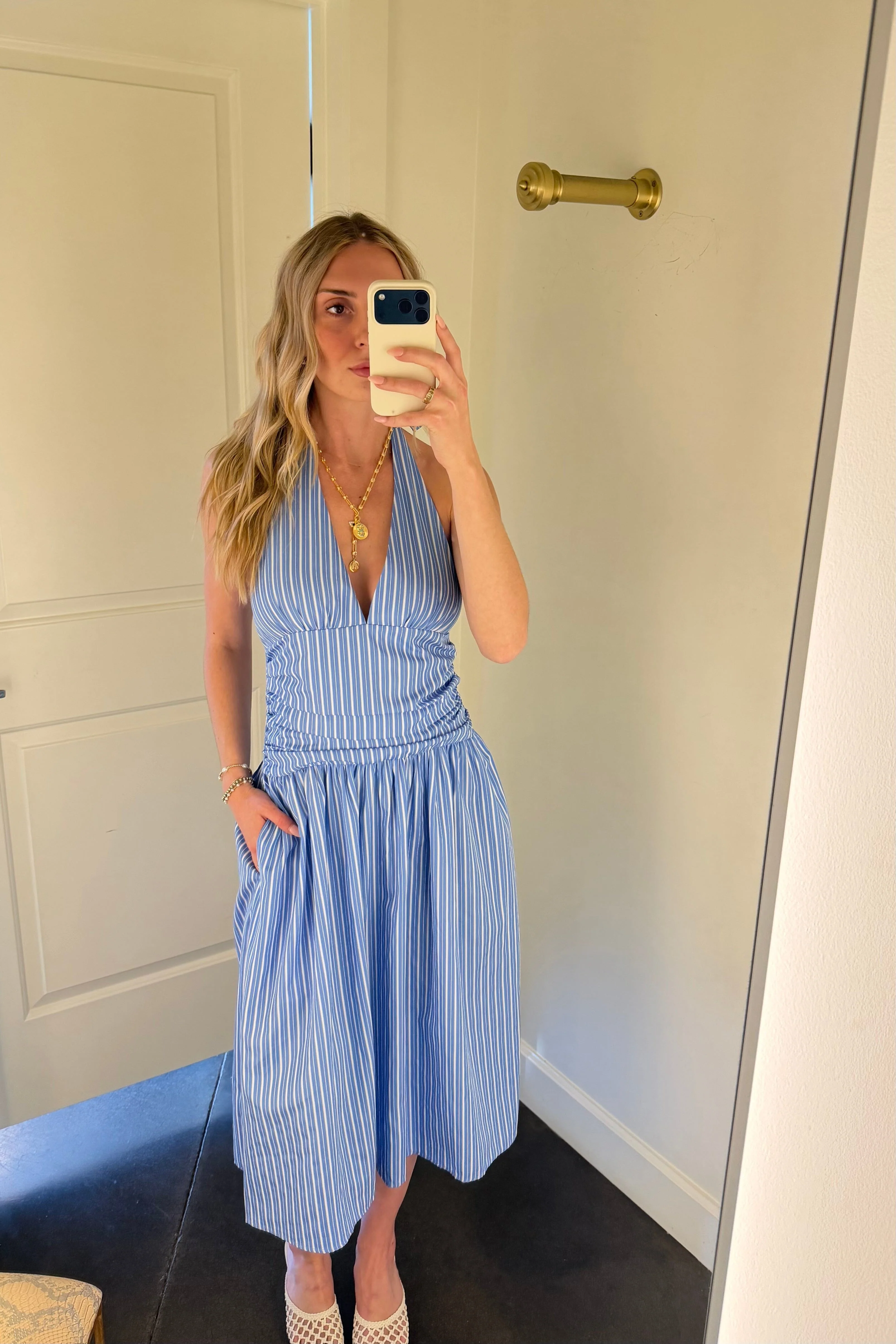 MOD REF | Sandra Dress - White/Blue - Image 2