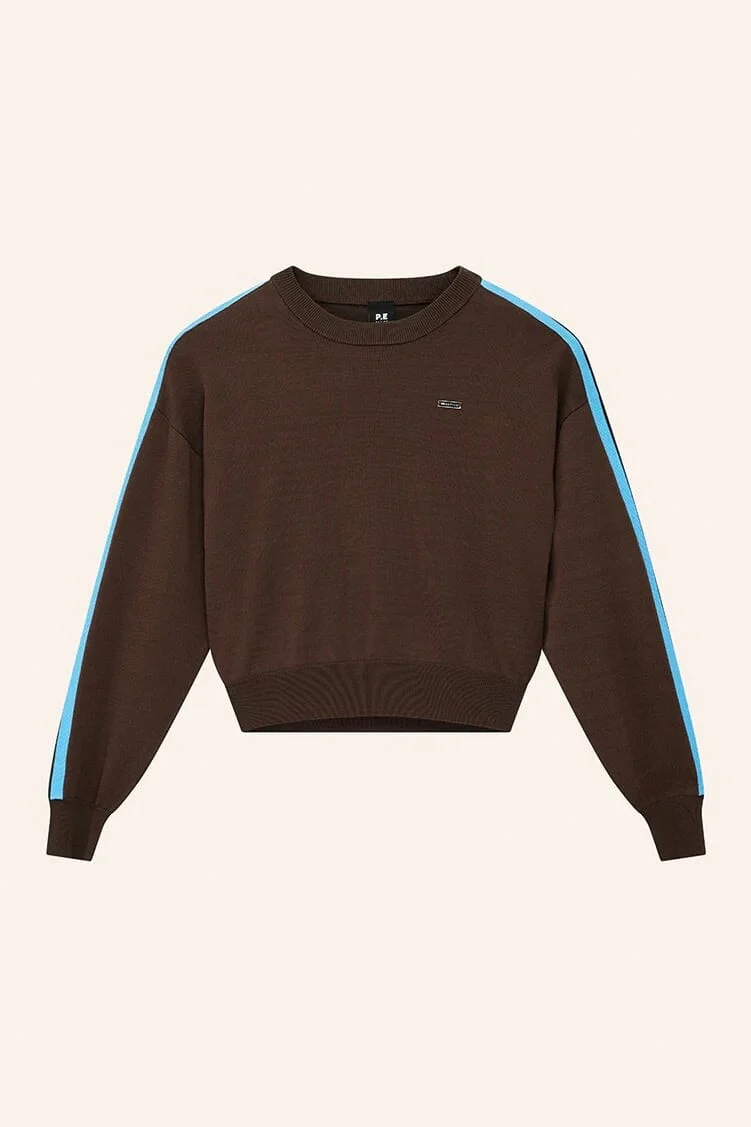 P.E. NATION | Retreat Knit Jumper - Coffee/Marina Blue - Image 6