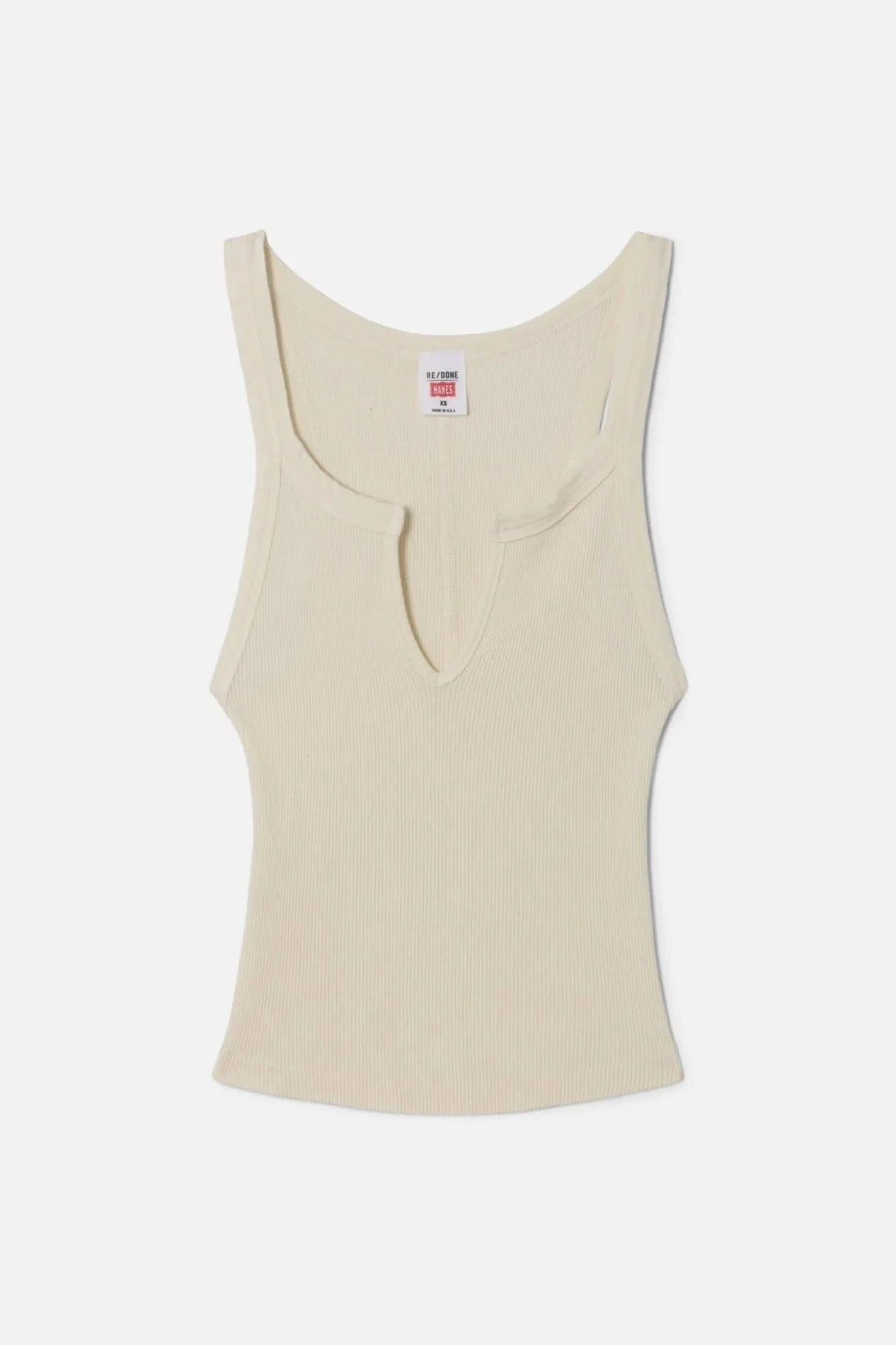 RE/DONE | V Cut Ribbed Tank - Shortbread - Image 2
