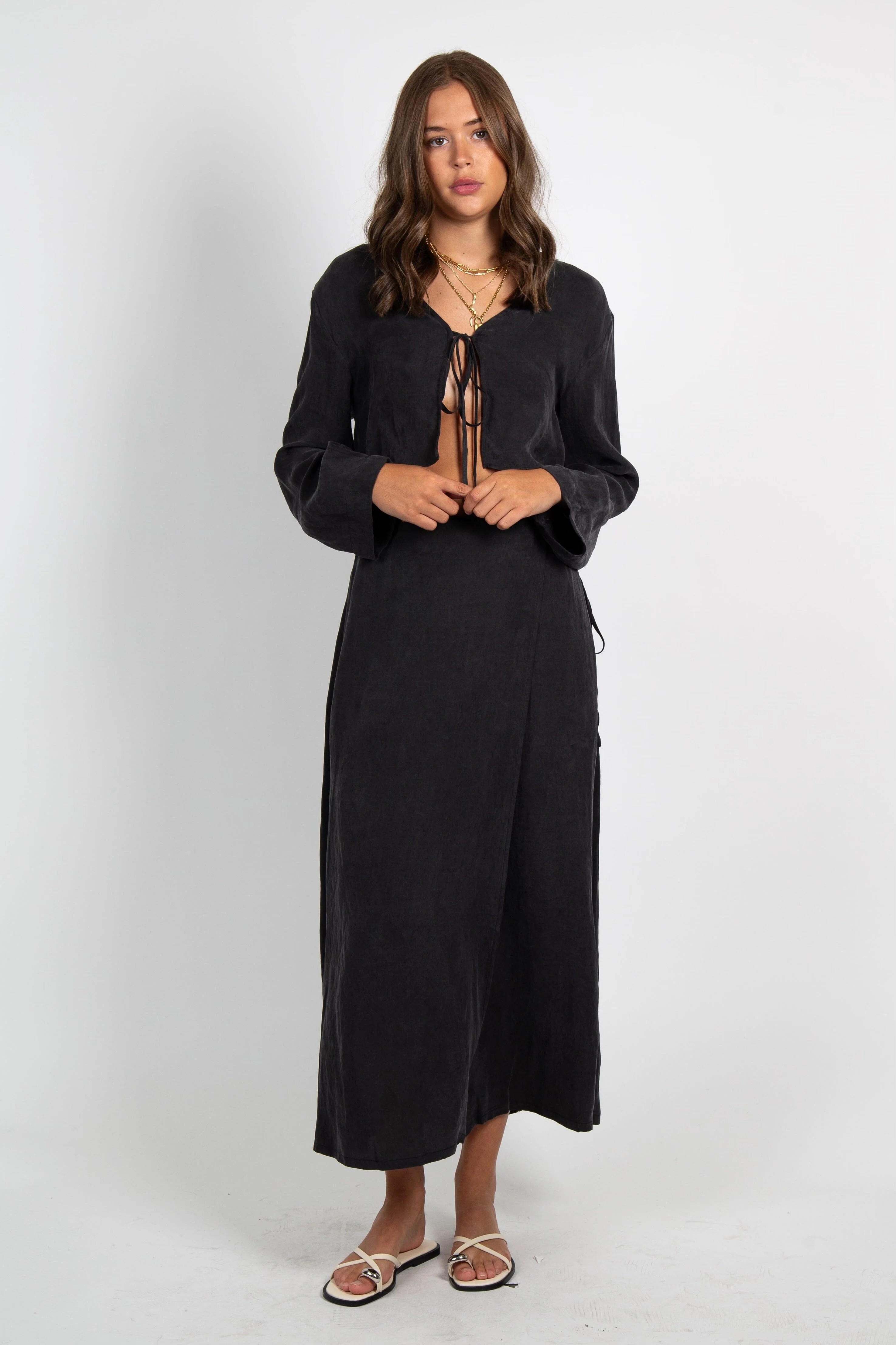 Slate Set Wrap Skirt - Charcoal