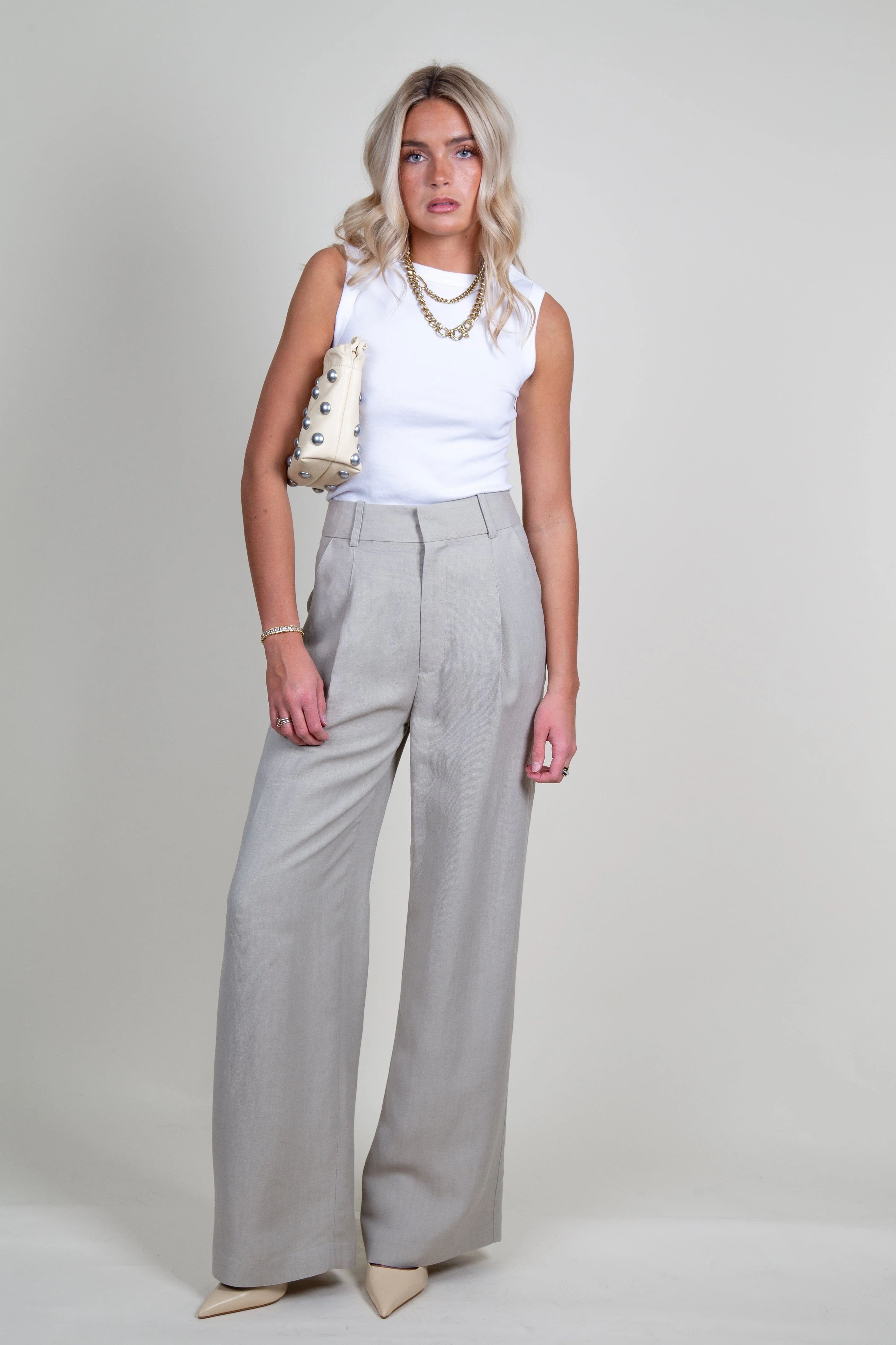 SMYTHE | Pleated Trouser - Stone