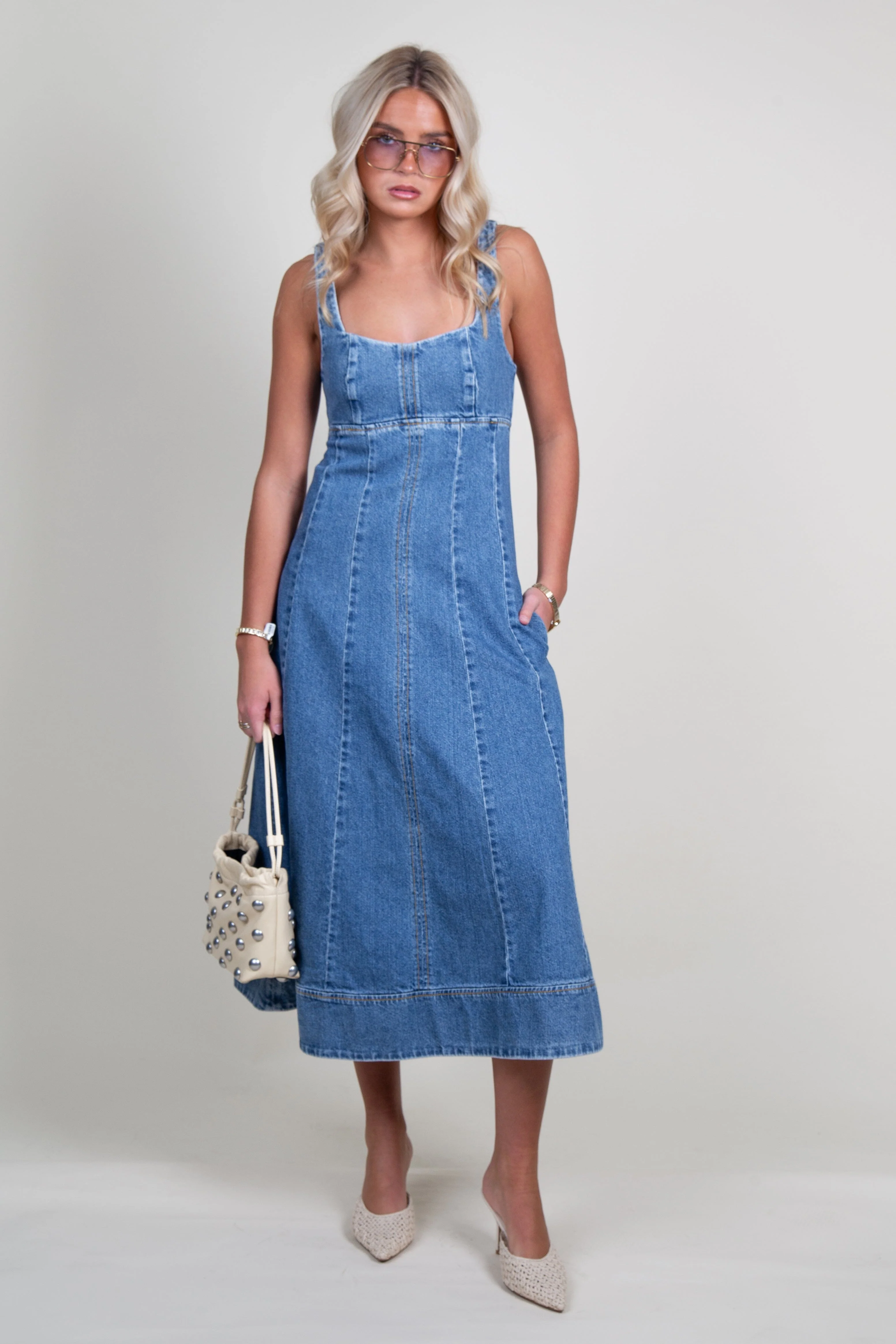SUNDAYS | Willa Dress - Medium Wash Denim - Image 4