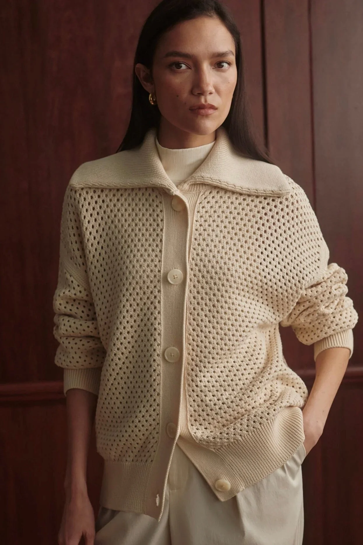 VARLEY | Myrtle Button Up Knit - Birch